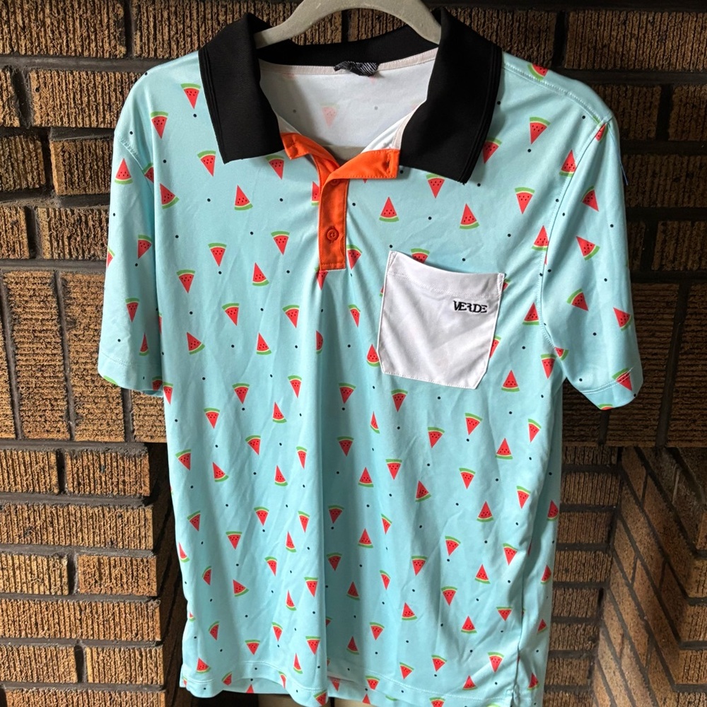 Verde Silk Polo Shirt Size Medium